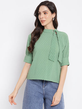 Green Half Sleeve Blouse Top