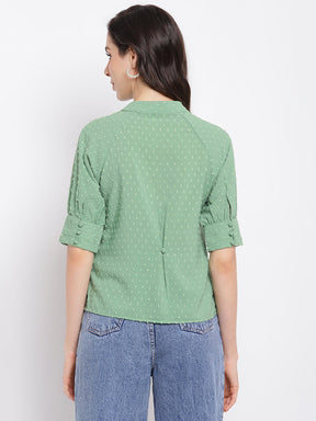 Green Half Sleeve Blouse Top