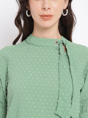 Green Half Sleeve Blouse Top