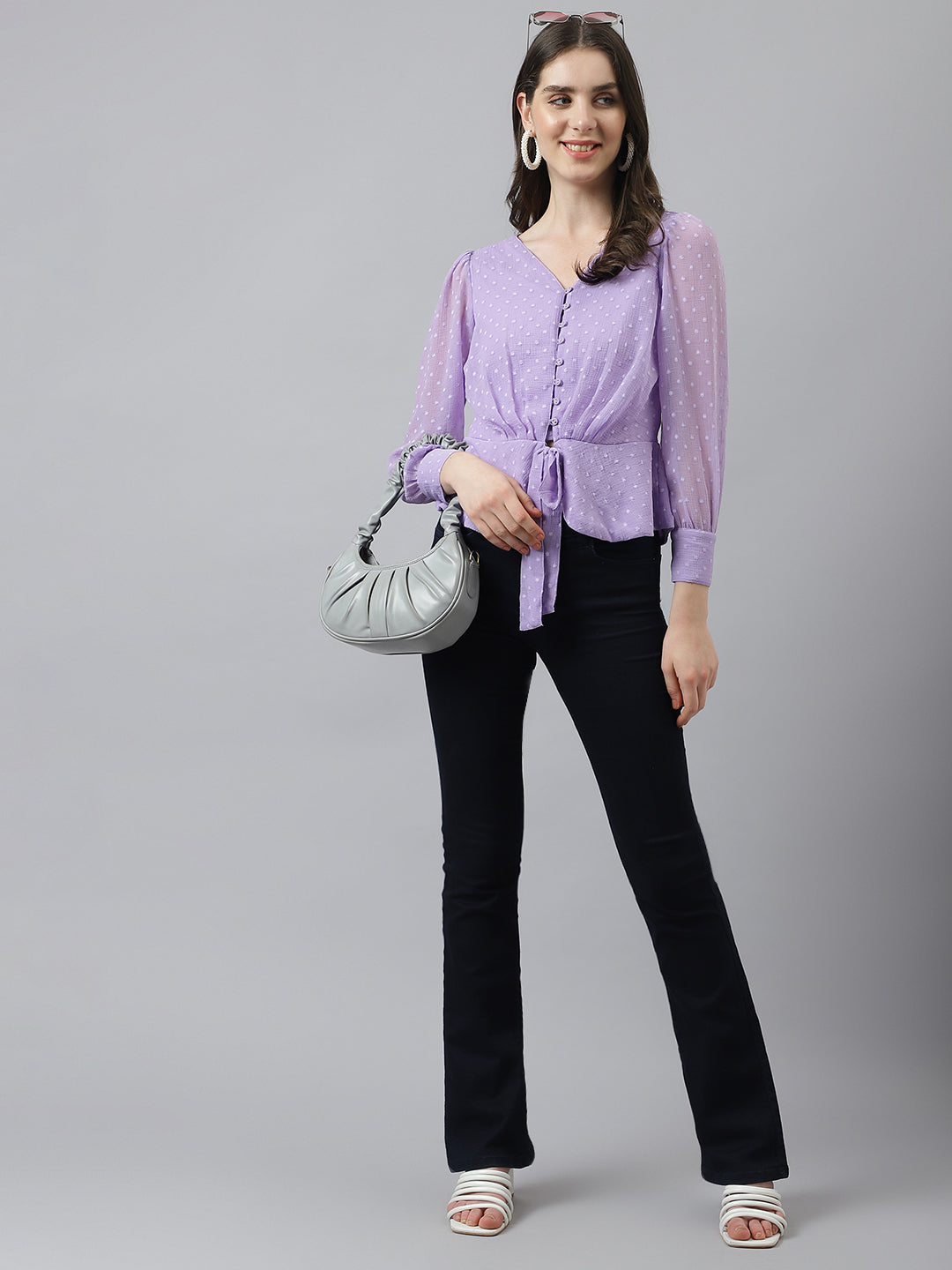 Lavender Solid Top With Front Knot