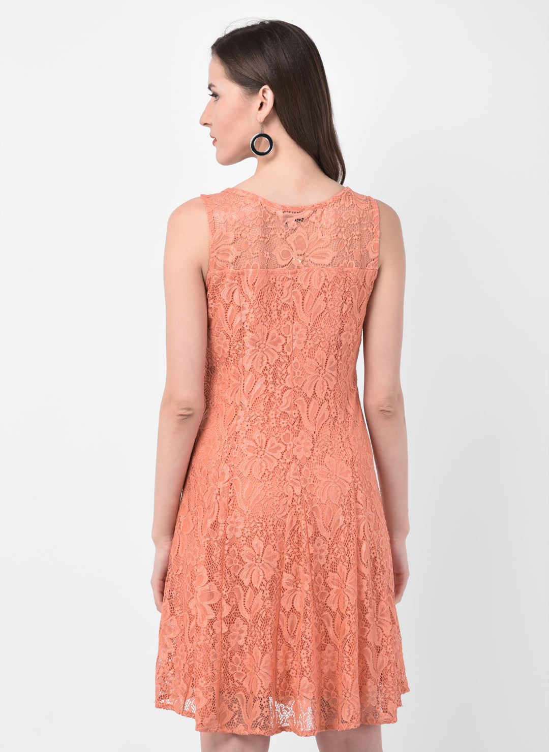 Coral Sleeveless A-Line Dress