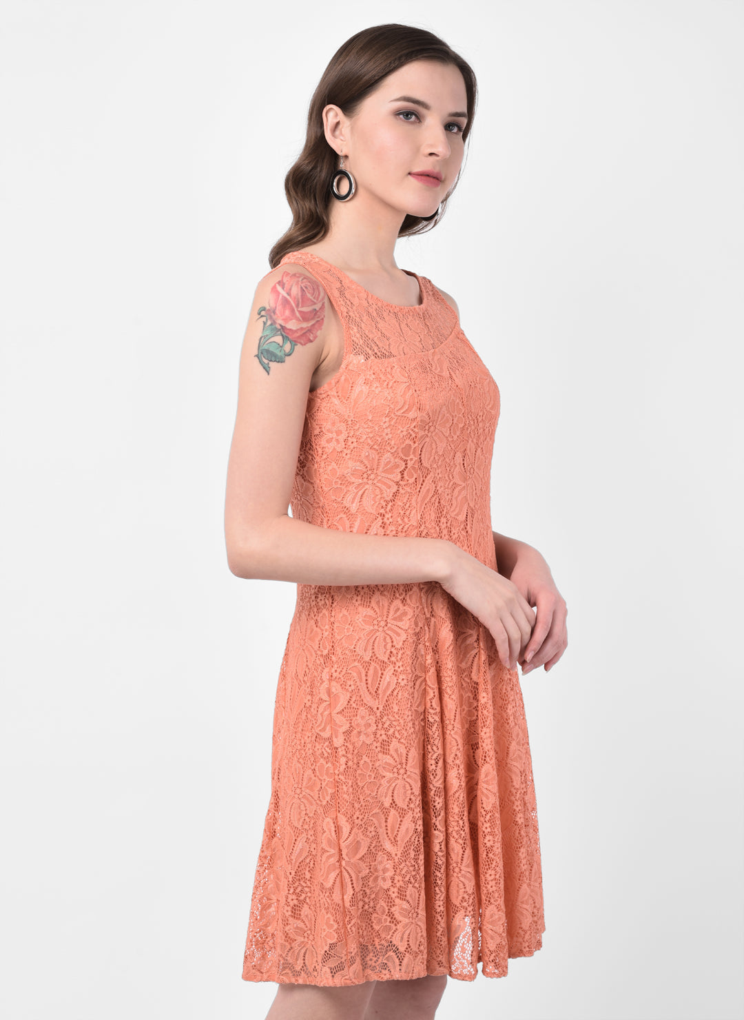 Coral Sleeveless A-Line Dress