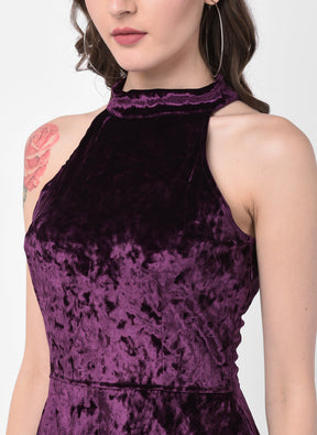Purple Sleeveless Halter Dress