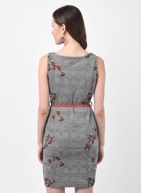 Flower Embroidered Knit Dress