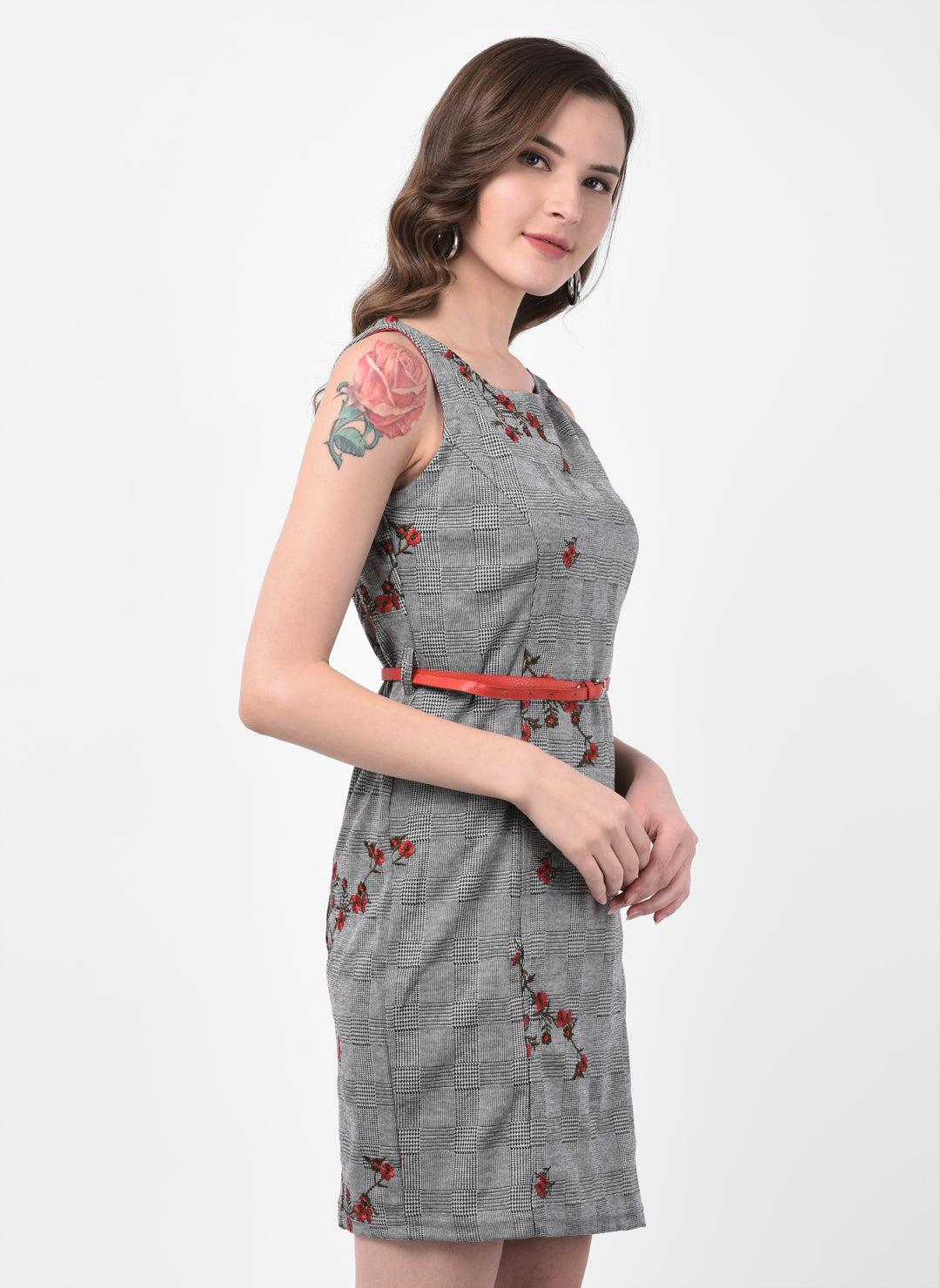 Flower Embroidered Knit Dress