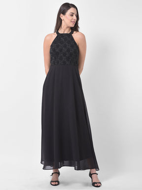 Black Sleeveless Maxi Dress With Lurex
