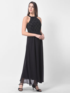 Black Sleeveless Maxi Dress With Lurex