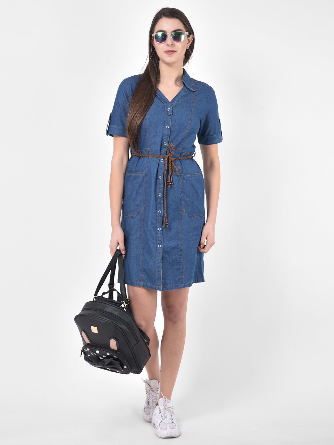 Co. Denim Shirt Midi Dress in Blue | Lyst