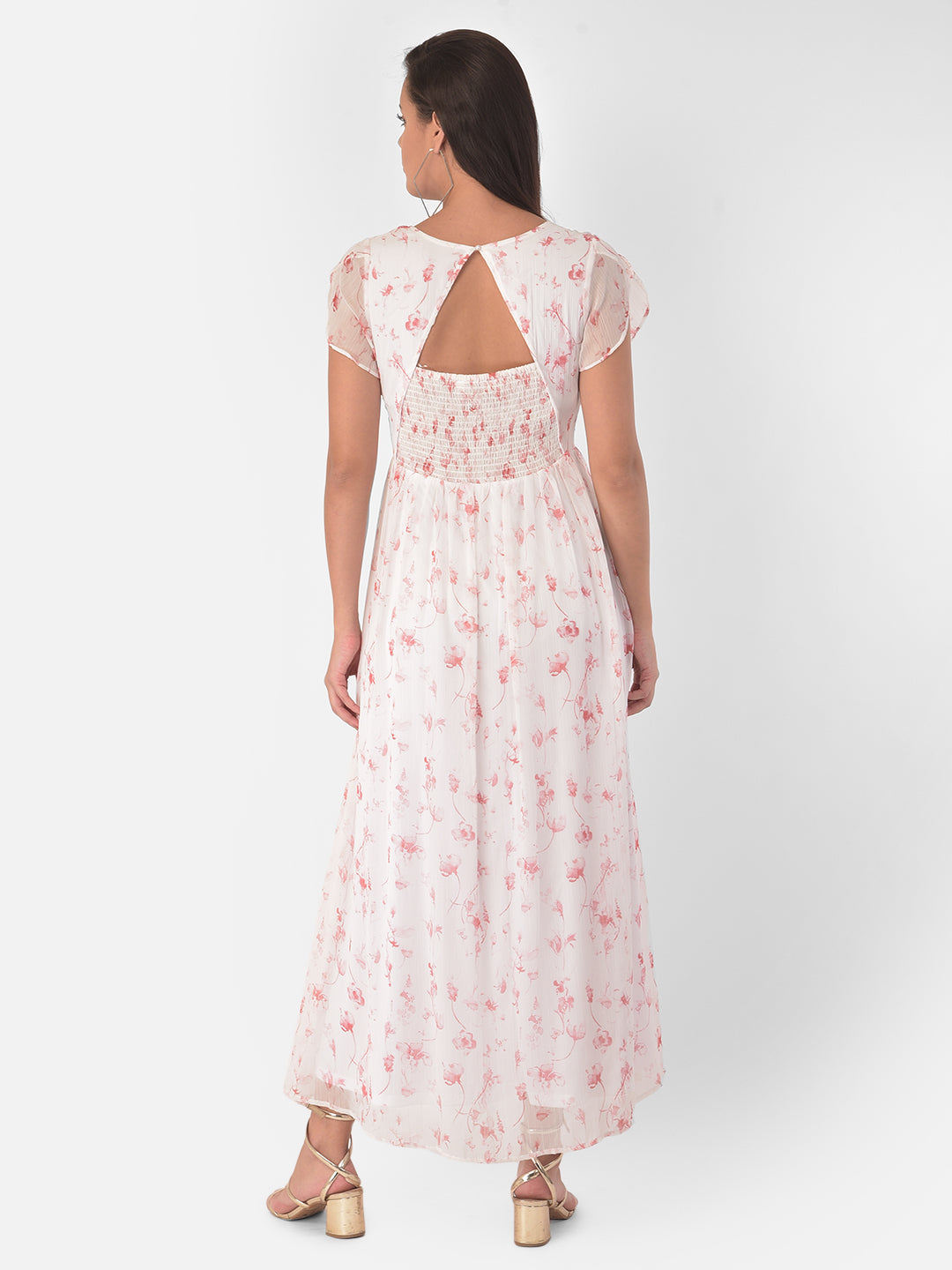 Pink Cap Sleeve Maxi Floral Dress