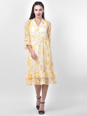 Mustard 3/4 Sleeve Maxi Dress