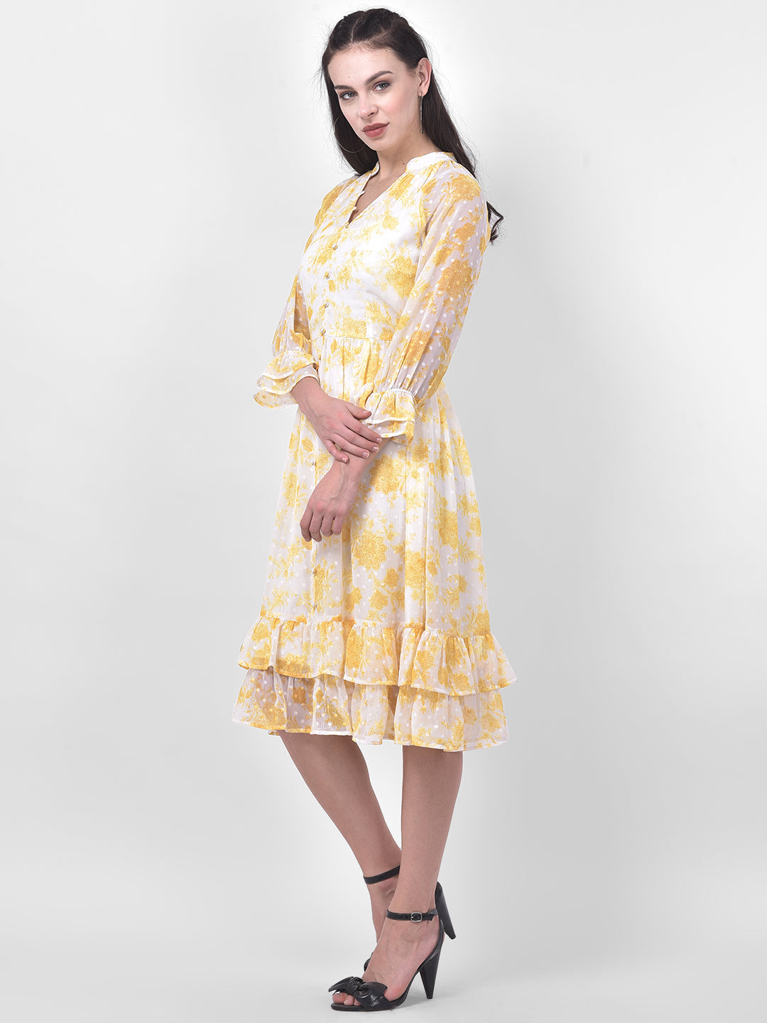 Mustard 3/4 Sleeve Maxi Dress
