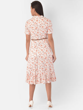 Ivory Half Sleeve Maxi Dress With Belt