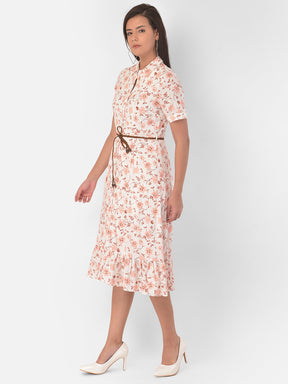 Ivory Half Sleeve Maxi Dress With Belt