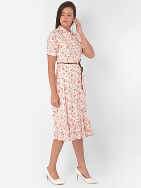 Ivory Half Sleeve Maxi Dress With Belt