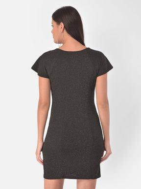 Black Cap Sleeve Shift Dress