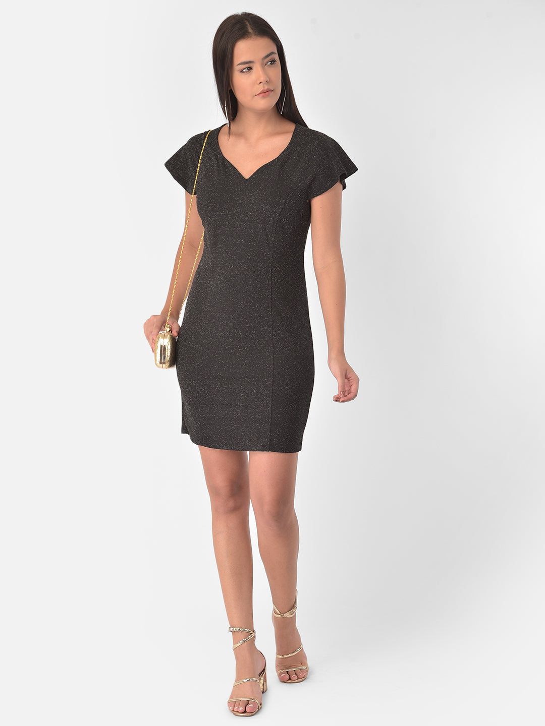 Black Cap Sleeve Shift Dress