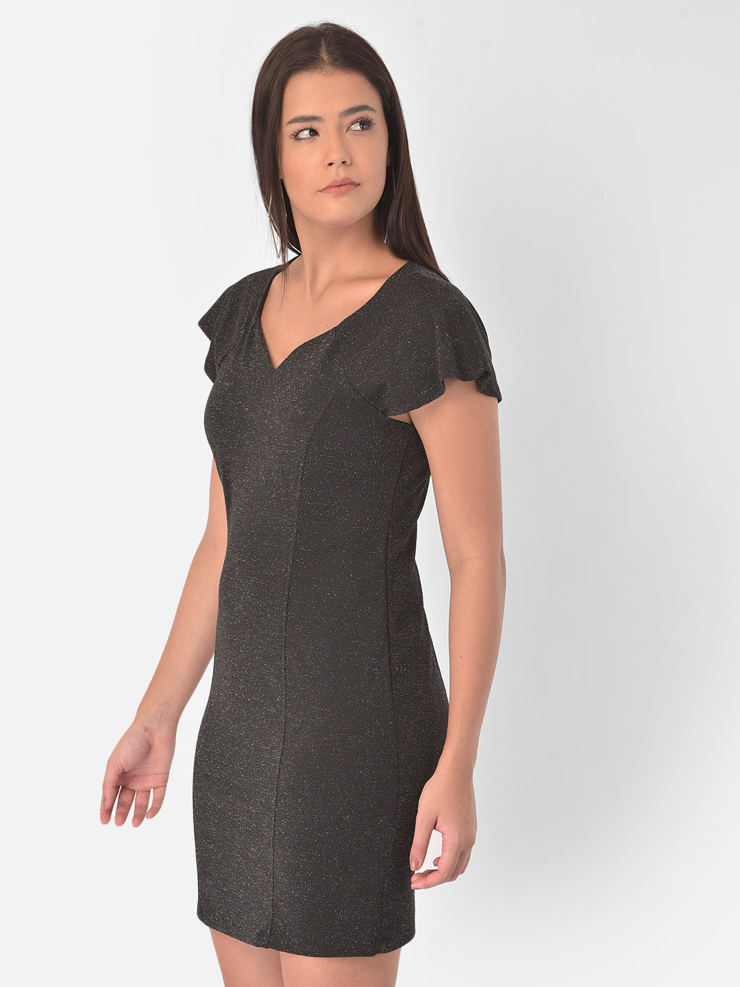 Black Cap Sleeve Shift Dress