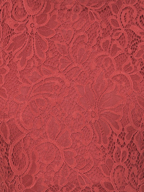 Maroon Half Sleeve A-Line Dress With Lace