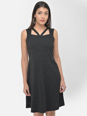Black Sleeveless Mini A-Line Dress