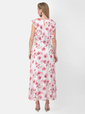 Ivory Cap Sleeve Floral Maxi Dress