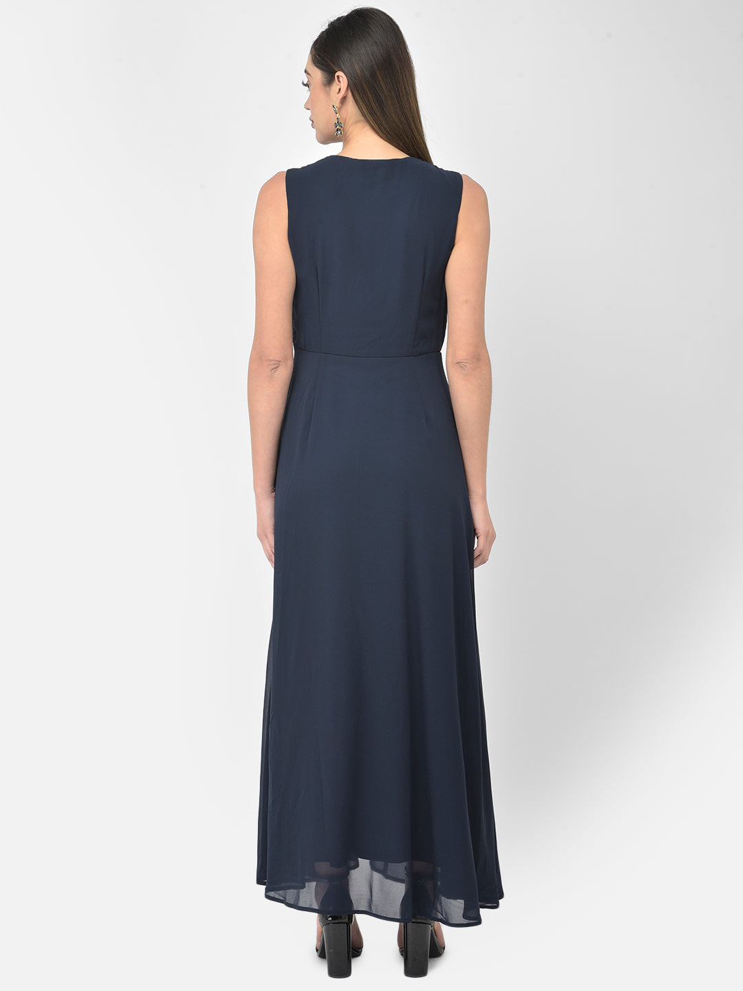 Blue Sequin Sleeveless Maxi Dress