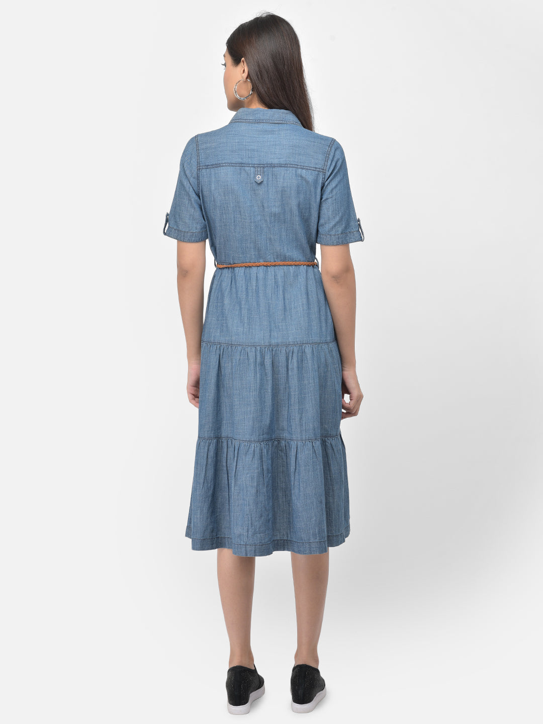 Blue Denim Half Sleeve Shirt Dress
