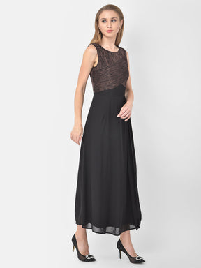 Black Pleated Sleeveless Maxi Dress
