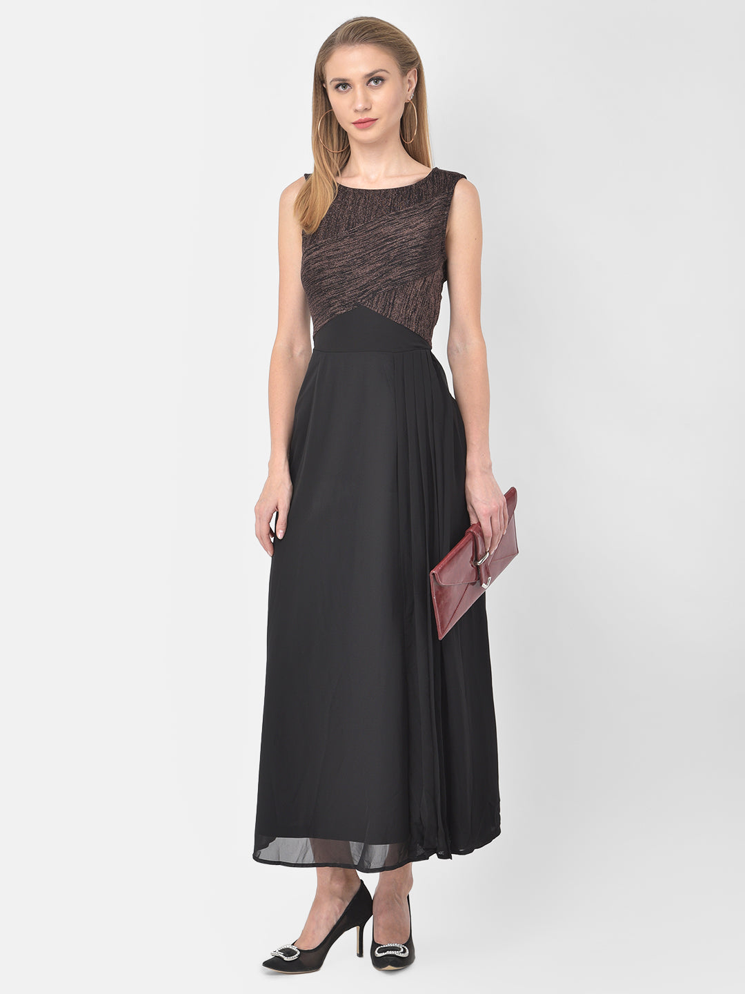 Black 2 Fir 1 Sleeveless Maxi Dress