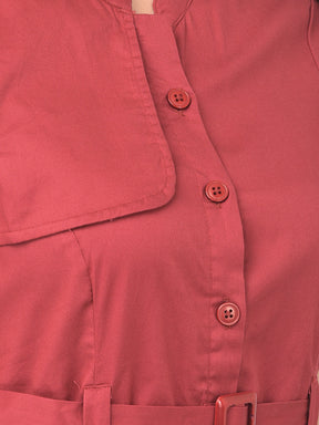 Red Half Sleeve Shirt Dress
