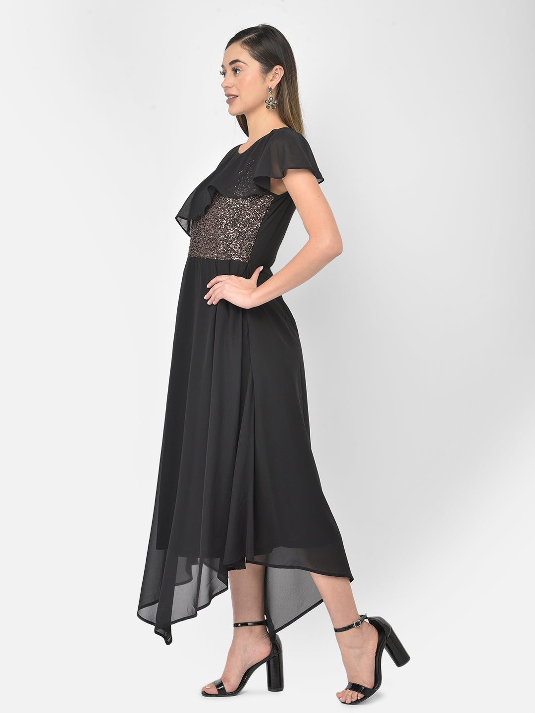 Black Sleeveless Sequin Maxi Dress