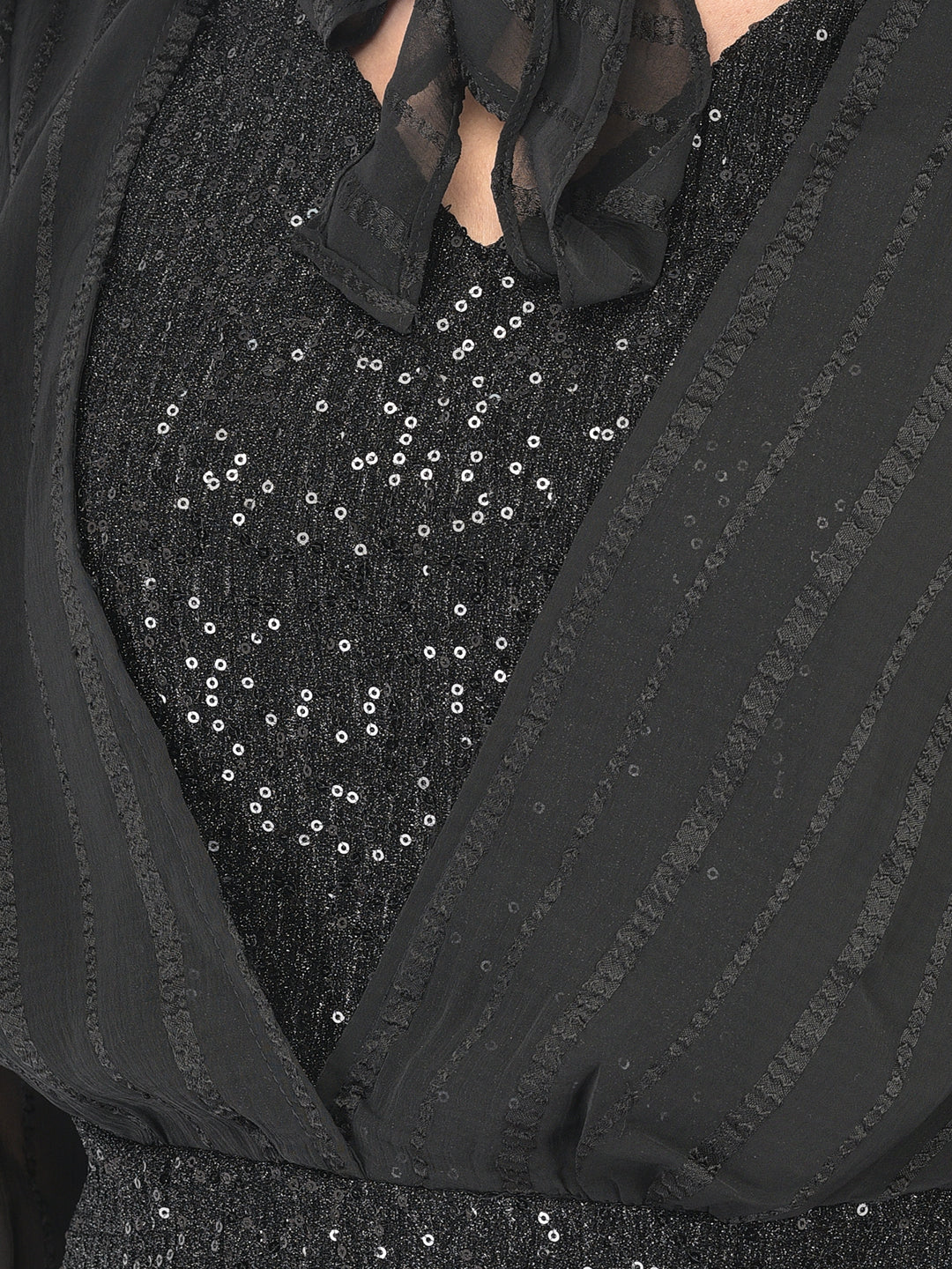Black 3/4 Sleeve 2 Fir 1 Solid Dress