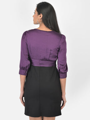Purple 3/4 Sleeve 2 Fir 1 Polyester Dress
