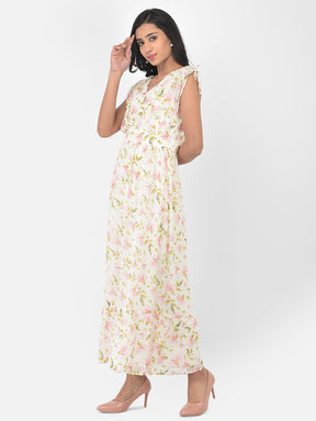 Ivory Cap Sleeve Swiss Dot Maxi Dress