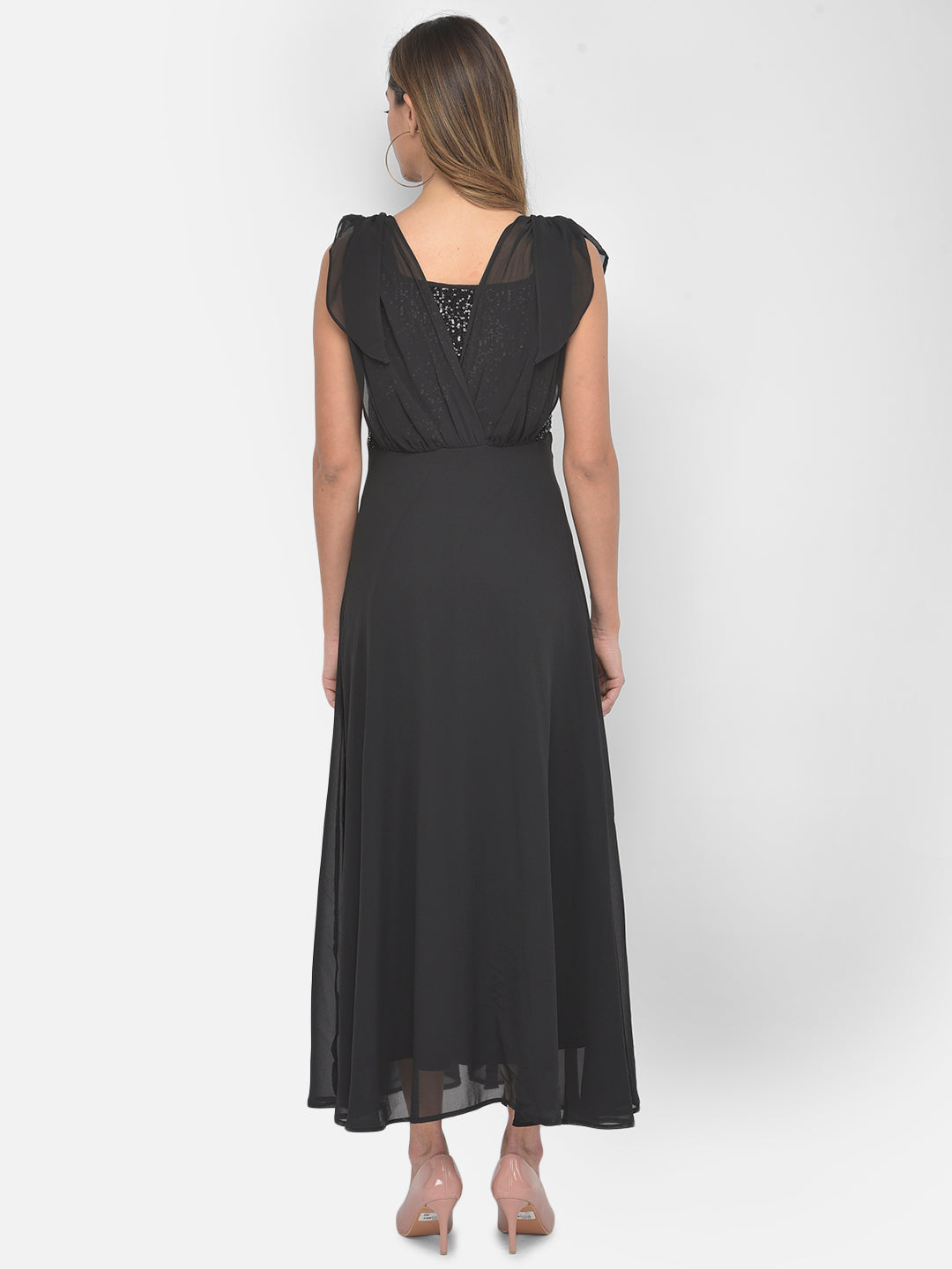 Black Cape Sleeve Maxi Dress
