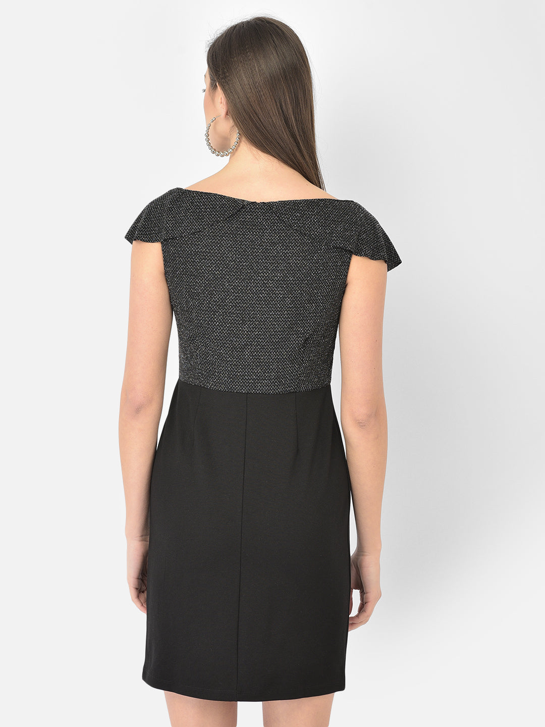 Black Half Sleeve 2 Fir 1 Solid Dress