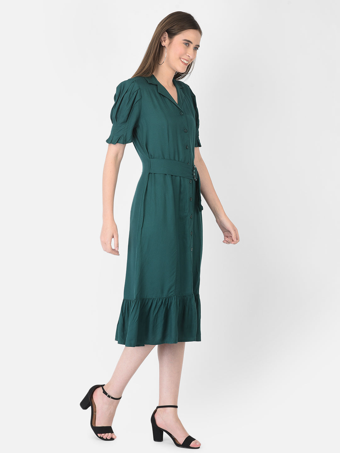 GREENBOTLE Half Sleeve Shirt Dress