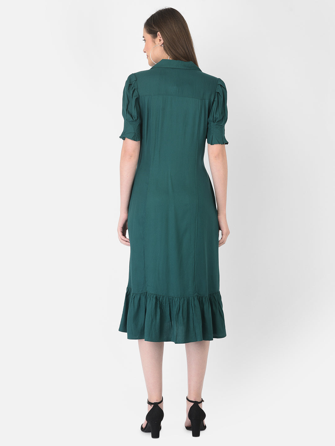 GREENBOTLE Half Sleeve Shirt Dress