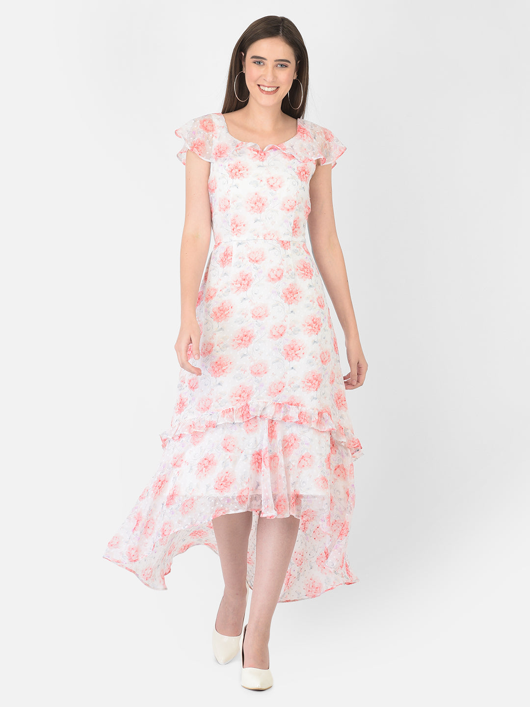 Pink Cap Sleeve A-Line Dress