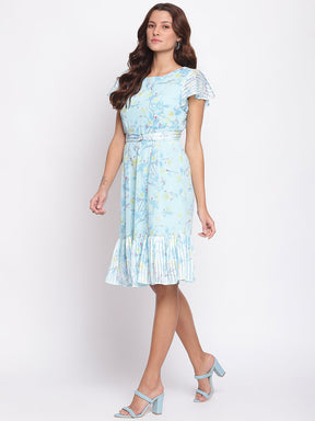 Blue Cap Sleeve Shift Dress