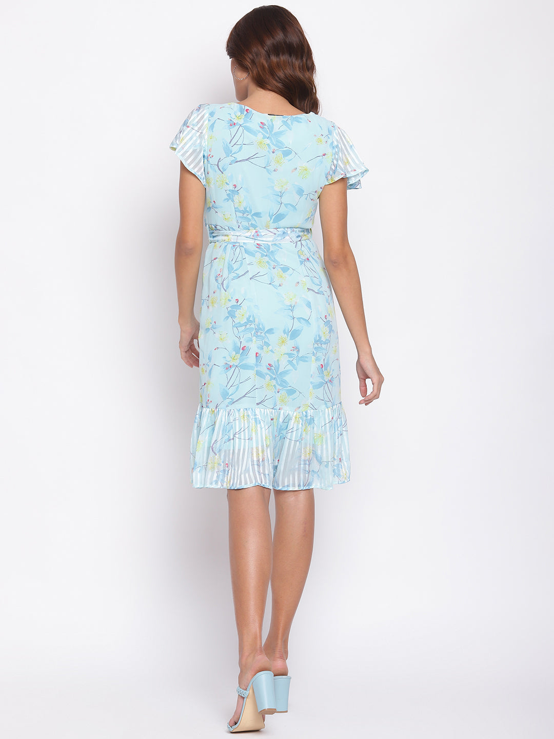 Blue Cap Sleeve Shift Dress