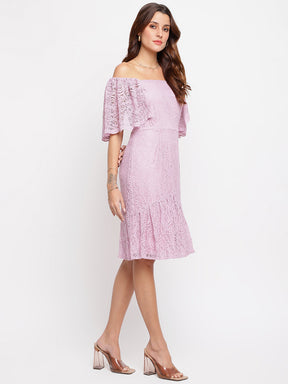 Lilac Half Sleeve Strapless Dress