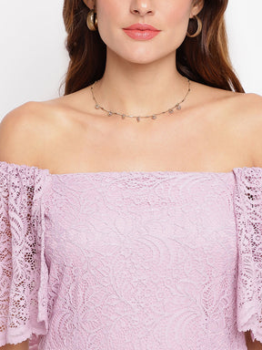 Lilac Half Sleeve Strapless Dress