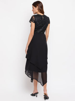 Black Cap Sleeve 2 Fir 1 Dress With Lace