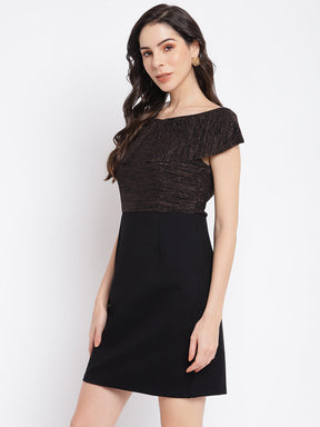 Black Half Sleeve 2 Fir 1 Dress With Solid