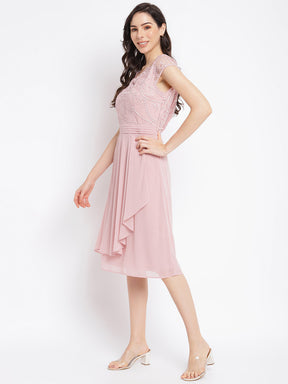 Pink Solid Cap Sleeve 2 Fir 1 Dress