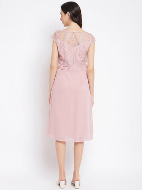 Pink Solid Cap Sleeve 2 Fir 1 Dress