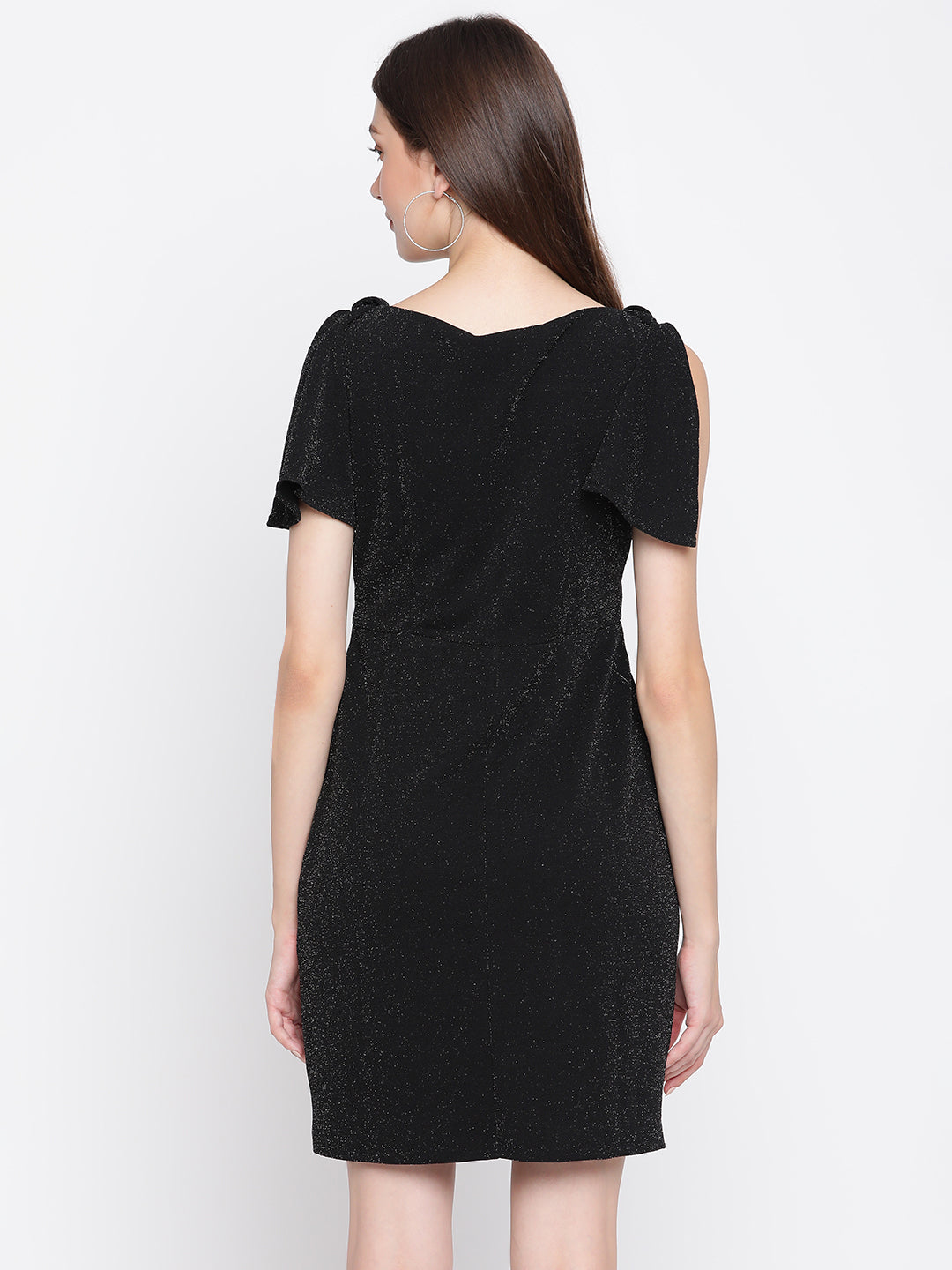 Black Half Sleeve A-Line Dress