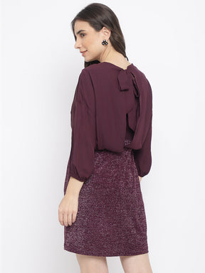 Purple 3/4 Sleeve 2 Fir 1 Midi Dress