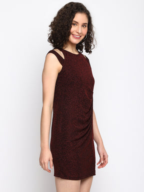 Red Cap Sleeve Solid A-Line Dress