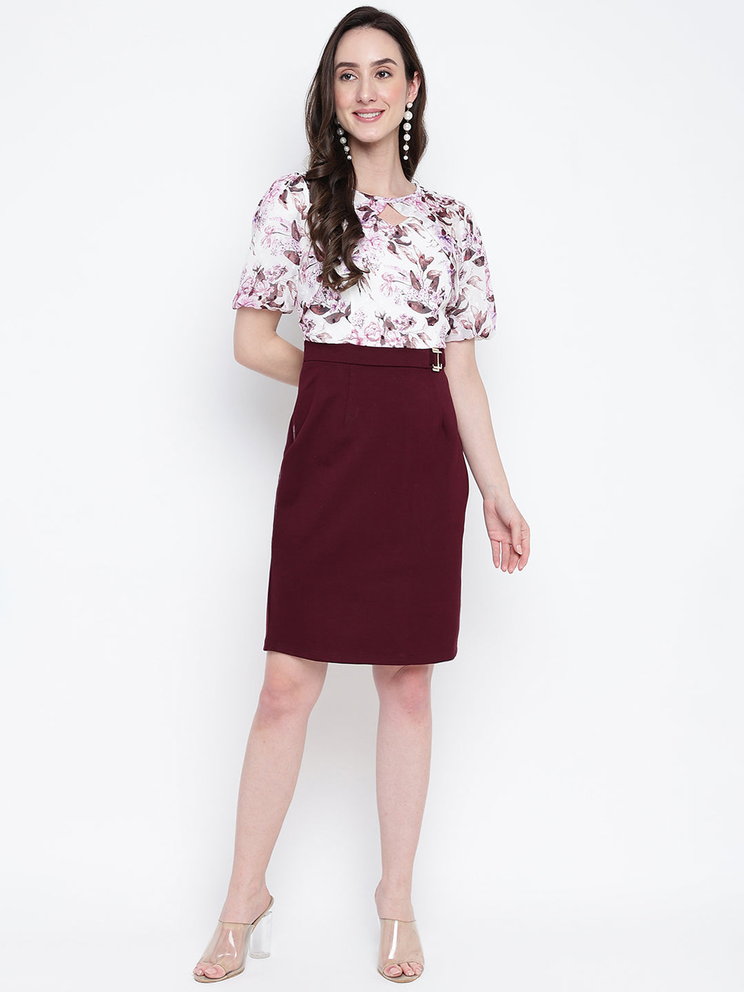 Lilac Half Sleeve Mix And Match 2 Fir 1 Dress